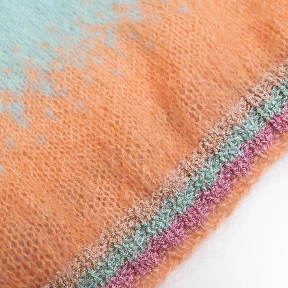 Rose Carmine Handknit Mohair Wool Blend Ombré Tank Top Pastel Rainbow Size 1 - Picture 10 of 12